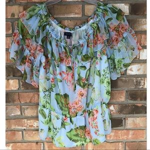 Tommy Hilfiger Women’s Striped and Floral Print Tassel Tie-Neck Top  XL